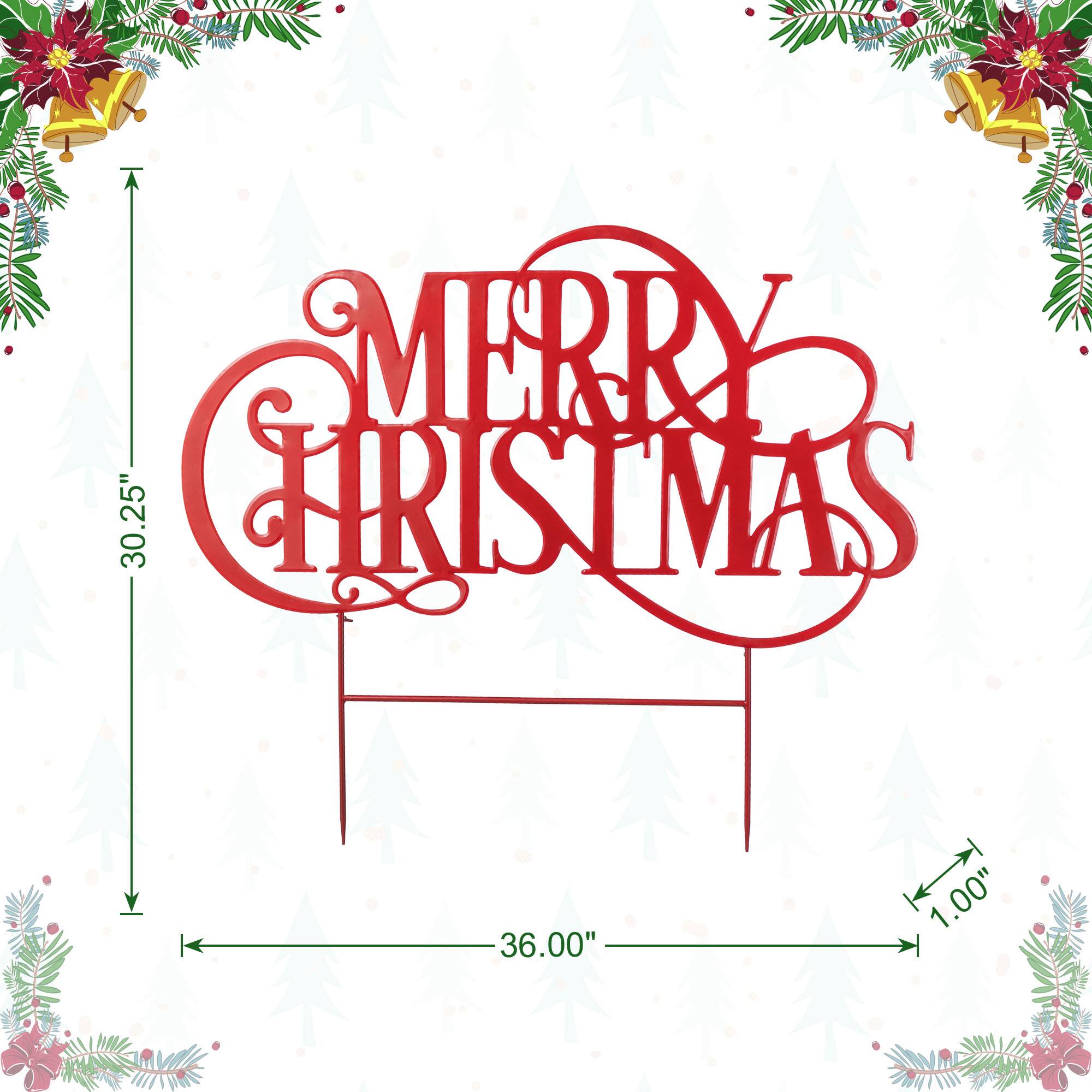Glitzhome® 36" Oversized Metal Christmas "MERRY CHRISTMAS" Yard Stake